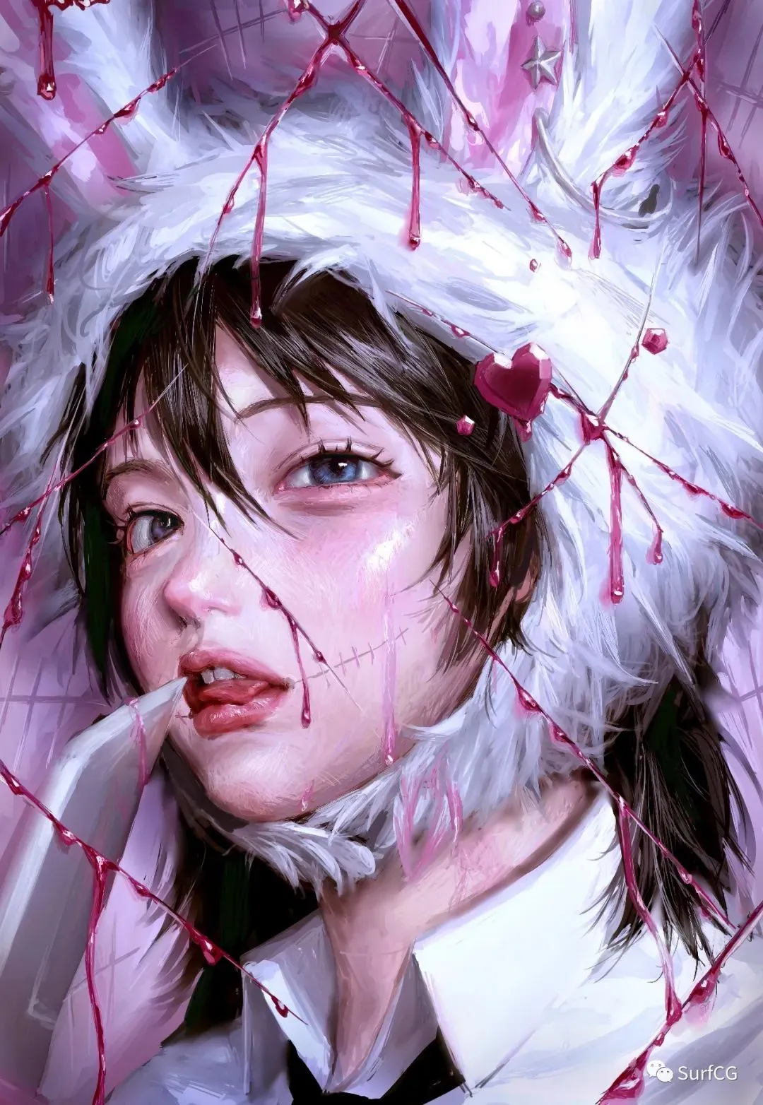 哥特式风格油画质感，诡异风的俏皮少女娃娃，恐怖童谣既视感！-SurfCG