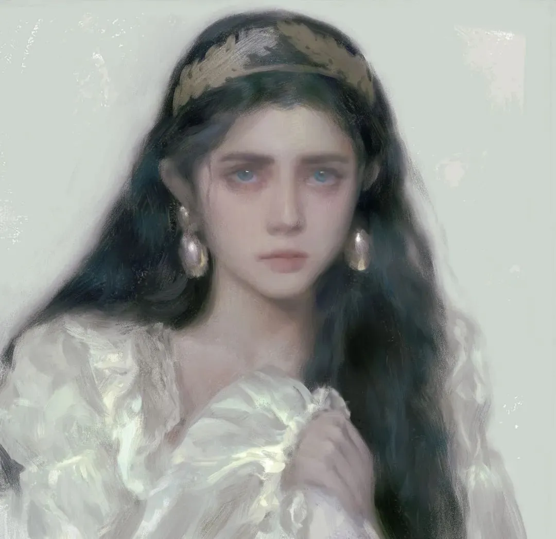 少女是散落在人间的天使！油画般的朦胧笔触勾勒出青春洋溢的少女气息