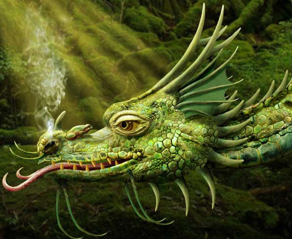"ps合成一条逼真的绿龙效果图"