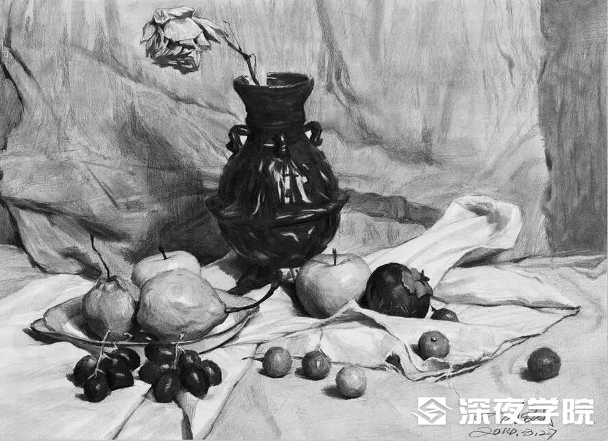 素描静物默画的表现方法及作画步骤-原画插画资源-深夜学院