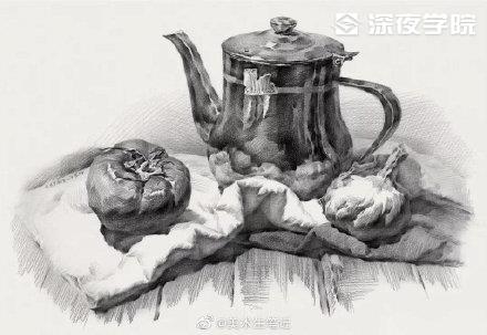 素描静物中金属感怎么体现出来？教你找对光源很重要！-原画插画资源