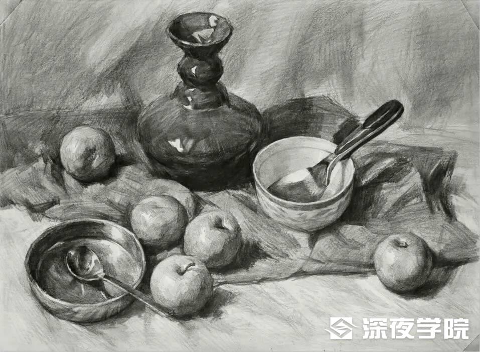 素描静物默画的表现方法及作画步骤-原画插画资源-深夜学院