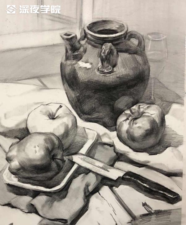 静物素描教程技法-原画插画资源-深夜学院